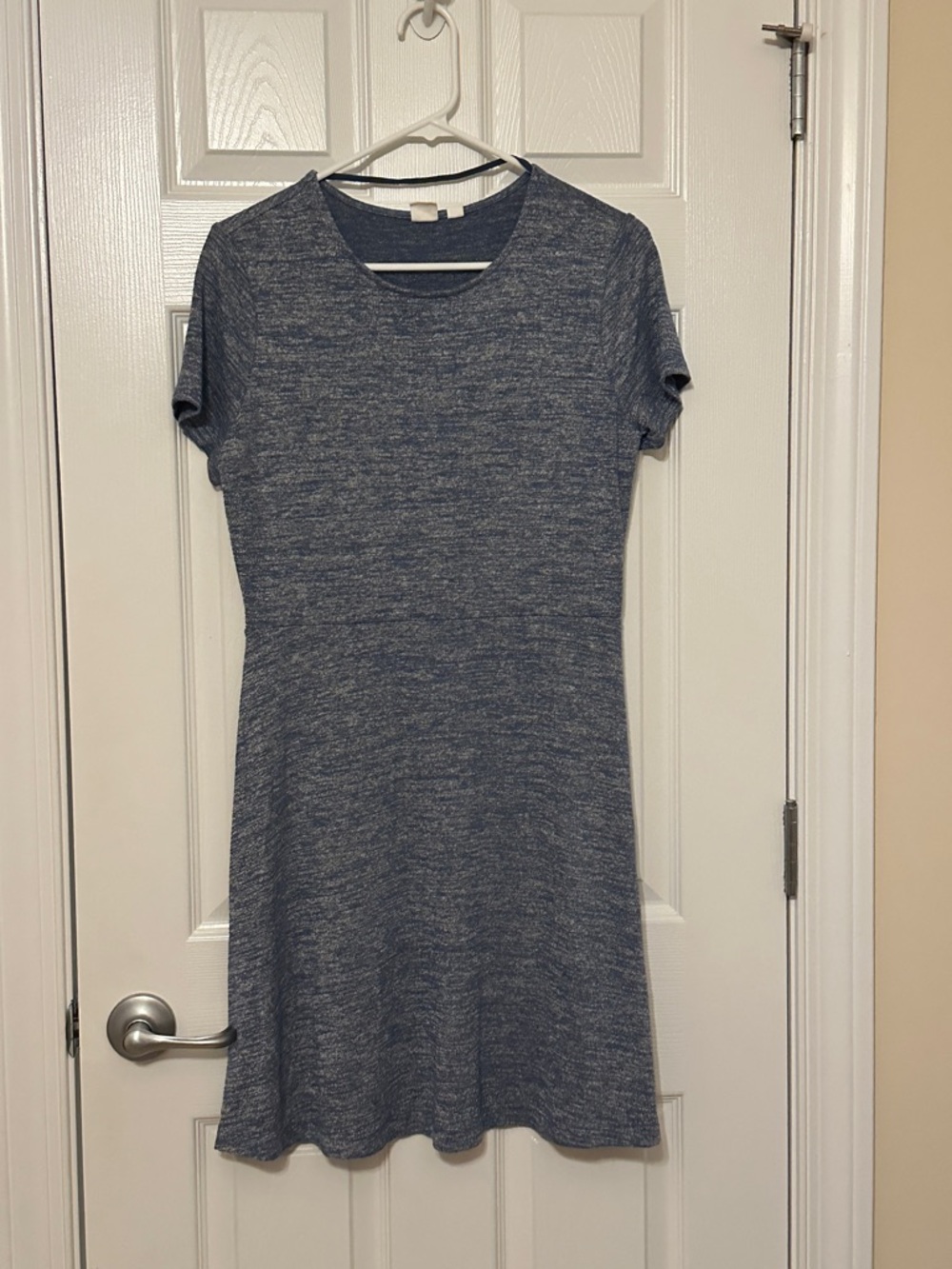 GAP Blue Heather Short-Sleeve Fit & Flare Mini Dress